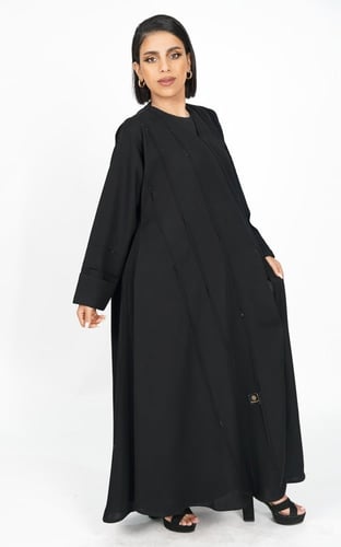 عباية نص كلوش بكرستال اسود