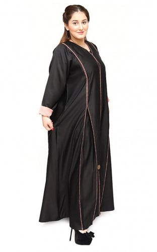 عباية اسود بكسرات بنية