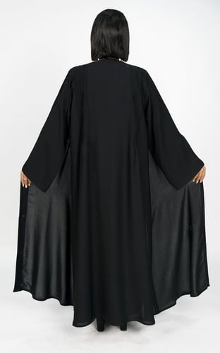 عباية اسود نص كلوش بكسرات