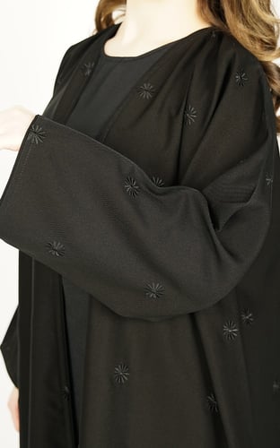 عباية تطريز اسود فخم