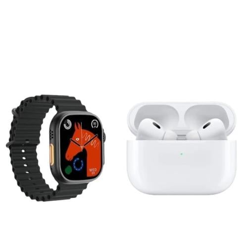 بكج سماعة شبيه ايربودز برو 2 + الترا ساعة ذكية