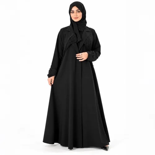 عباية بليزر بشريط كسرات ملفوف