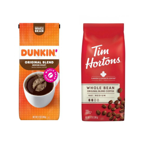 2 اكياس حبوب قهوة 1 دانكن 1 تيم هورتنز 340X2 جرام