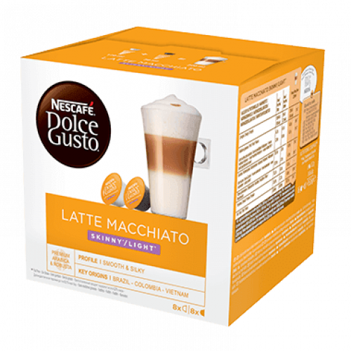 كبسولات لاتيه ماكياتو لايت سكيني16 كبسولة دولتشي غ...