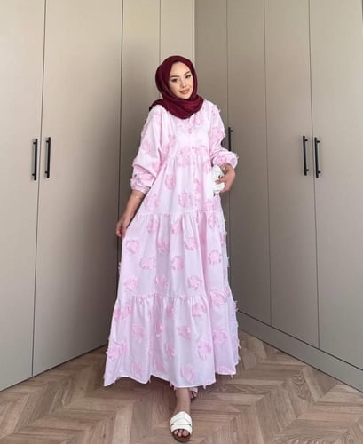 فستان قطن تركي مفرفش