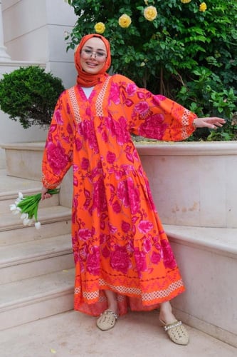 فستان قطن تركي مفرفش