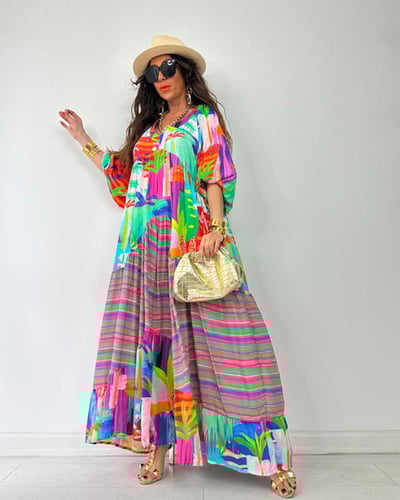 فستان قطن تركي مفرفش