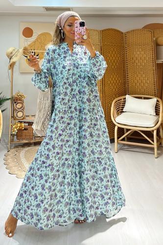 فستان قطن بطبعات ورود