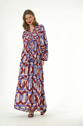 فستان قطن بألوان دارجة