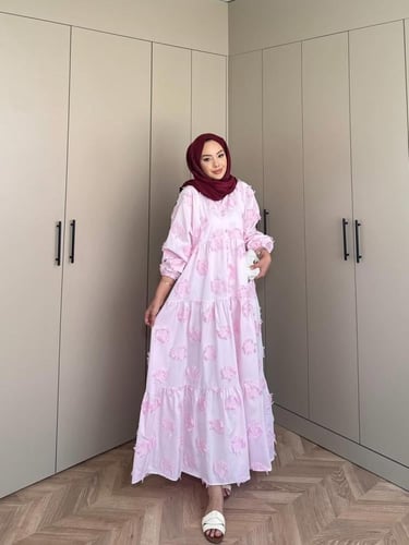 فستان قطن تركي مفرفش