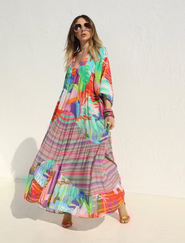 فستان قطن تركي مفرفش