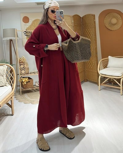 طقم كتان خفيف ومريح