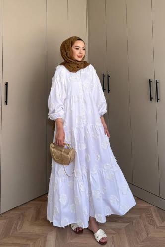 فستان قطن تركي مفرفش