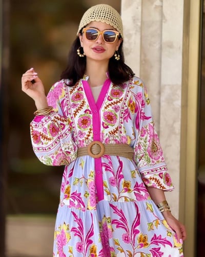 فستان قطن تركي مفرفش