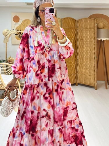 فستان قطن تركي مهفهف