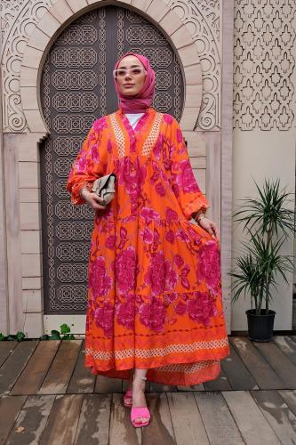 فستان قطن تركي مفرفش