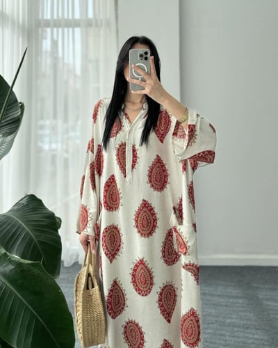 فستان قطن مع جيب