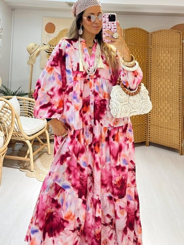 فستان قطن تركي مهفهف