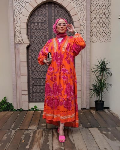 فستان قطن تركي مفرفش