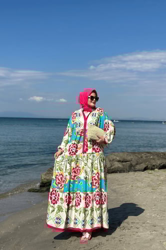 فستان قطن تركي مفرفش