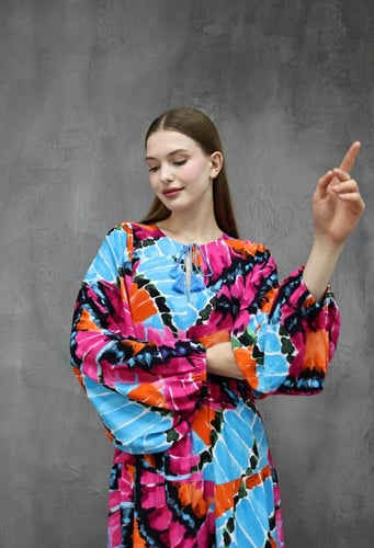 فستان قطن تركي مفرفش