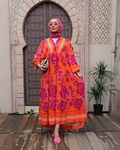 فستان قطن تركي مفرفش