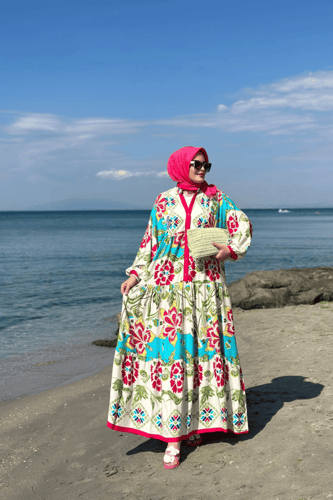 فستان قطن تركي مفرفش