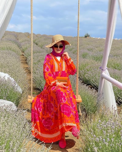 فستان قطن تركي مفرفش