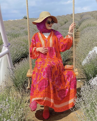 فستان قطن تركي مفرفش