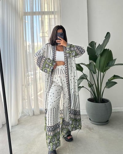 طقم قطن بارد مع حزام