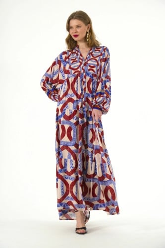 فستان قطن بألوان دارجة