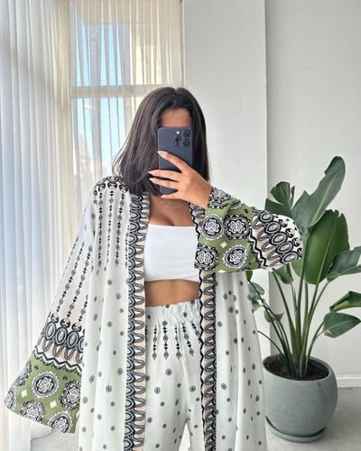 طقم قطن بارد مع حزام