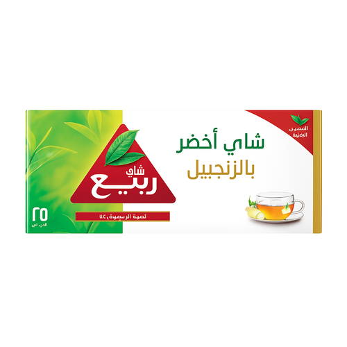 الربيع شاي أخضر بالزنجبيل 25 خيط