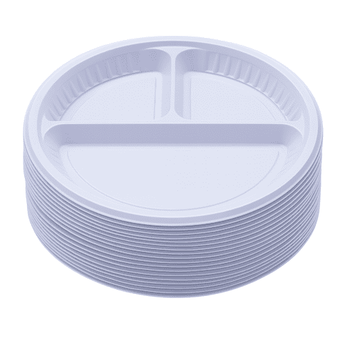 صحون بلاستيك مقسمة ثلاثية وسط