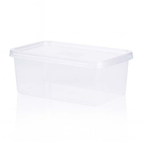 علب بلاستيك مستطيلة شفافة بغطاء 1 كيلو