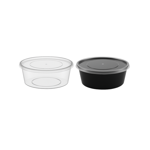 علب بلاستيك دائرية مع الغطاء 250 مل