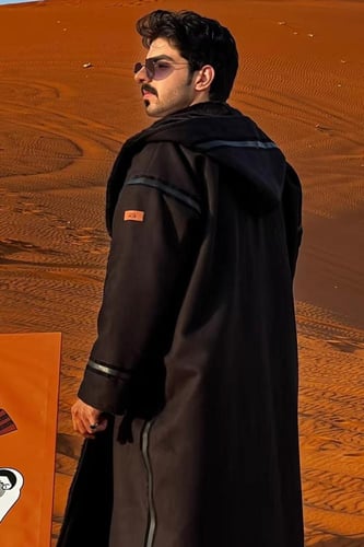 فروة ملكي فاخر جوخ مبطنة بفرو ناعم مع شال