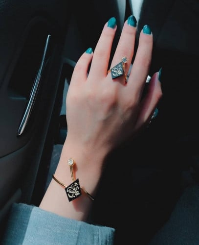 اسوارة نسائية و خاتم مصنوعين من الفضة الايطالي عيا...