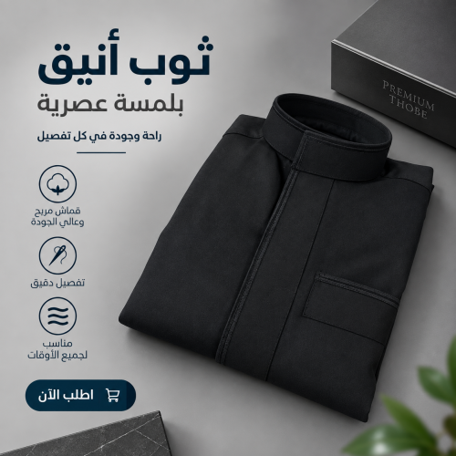ثوب اطفال اسود بخطين تطريز موديل L102
