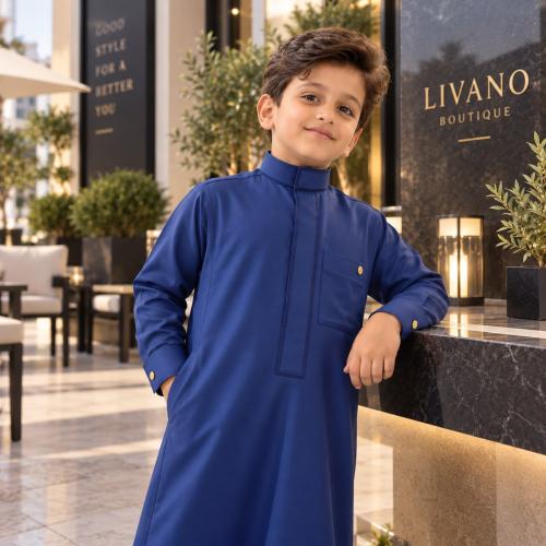 ثوب اطفال كحلي تطريز ملكي موديل L105