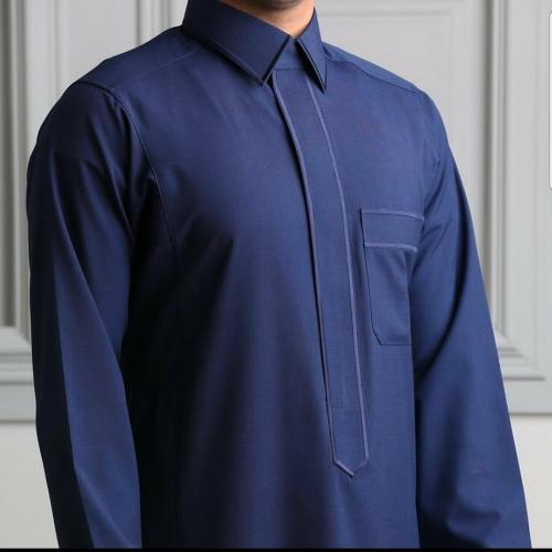 ثوب رجالي ياقة قلاب سحاب مطرز شتوي زيتي كحلي اسود...