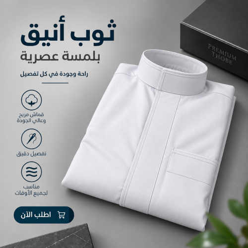 ثوب اطفال ابيض بخطين تطريز موديل L101