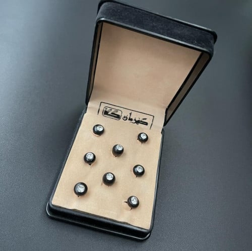 تركيبة وكبك خشب الابانوس الاسود طبيعي بالكرستال