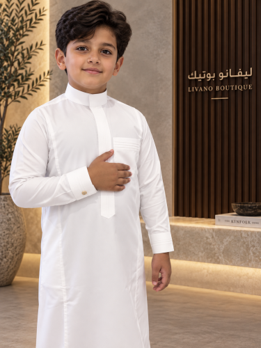 ثوب اطفال سكري موديل كسرات ياقة ساده موديل L112