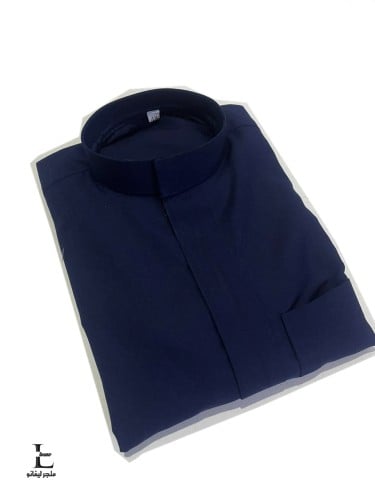 ثوب اطفال شتوي كحلي ياقة سادة سحاب