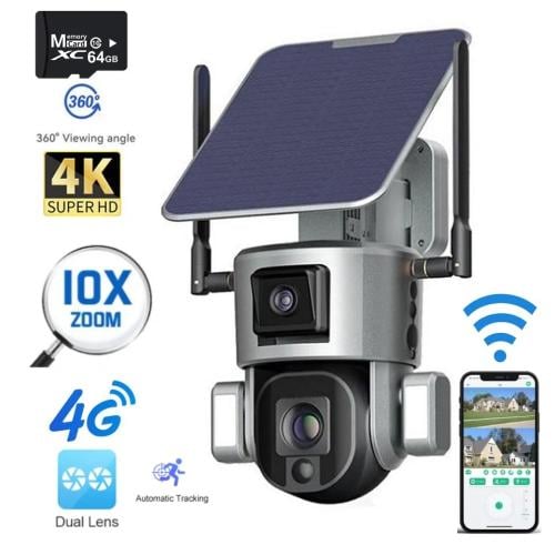 كاميرا متحركة مع عدستين منفصلتين تعمل بالطاقة الشم...