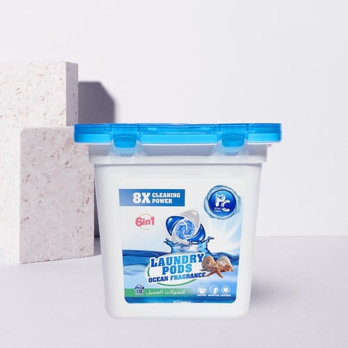 كبسولات تنظيف الملابس 6 في 1 برائحة البحر (10 كبسو...
