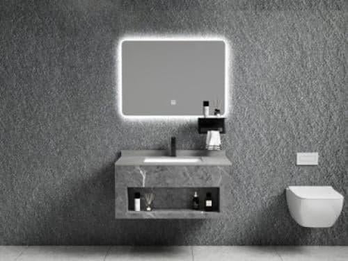 مغسلة ديكور مرايه لد لون رمادي