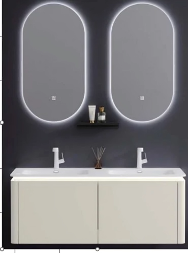 مغسلة ديكور 120 سم مرايه لد لون ابیض