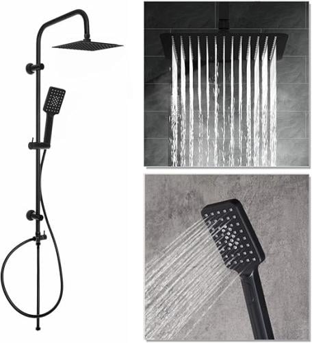 مسطرة دش اسود مربع مع سماعة بي ار سي م . ع